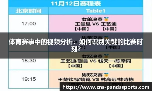 体育赛事中的视频分析：如何识别关键的比赛时刻？
